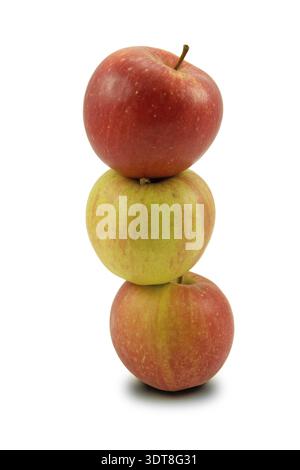 Stack of three apples, isolated on white background Stock Photo