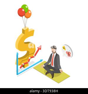 3D Isometric Flat Illustration of Passive Income And Financial Freedom, Successful Money Management. Item 1 Stock Photo