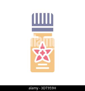 essential oil bottle black line icon. Vector isolated element.Editable stroke Stock Vector
