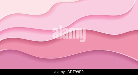 Pink sea waves layered vector background. Pink ocean waves. Water wave pattern design Stock Vector