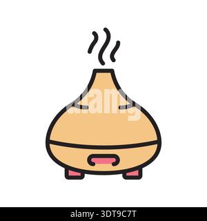 aroma diffuser black line icon. Vector isolated element.Editable stroke Stock Vector
