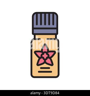 essential oil bottle black line icon. Vector isolated element.Editable stroke Stock Vector