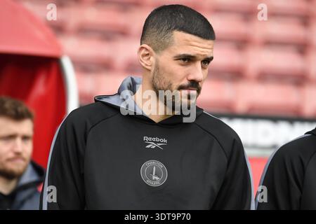 Southampton, England. 21st Feb 2026. Lloyd Jones makes a goal line ...