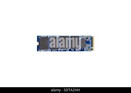 M2 NVMe SSD module isolated on white background, solid state storage device with visible memory chips and connectors Stock Photo