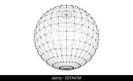 Abstract wireframe sphere. Dots connected by lines. Technology abstract background. Minimalist mesh backdrop. Abstract polygonal shape. Stock Vector