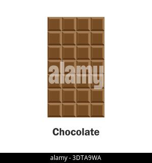 Chocolate in cartoon style, food and drink card for kid, preschool activity for children, vector illustration Stock Vector