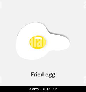 Fried egg in cartoon style, food and drink card for kid, preschool activity for children, vector illustration Stock Vector