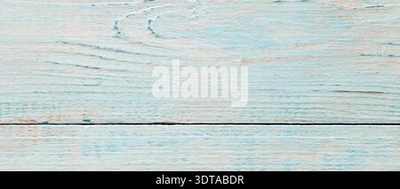 Weathered wooden planks texture with light blue and peach paint in horizontal format Stock Photo