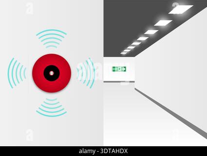 Emergency Fire Alarm on Wall. Vector Illustration. Stock Vector