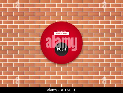 Emergency Fire Alarm on Wall. Vector Illustration. Stock Vector