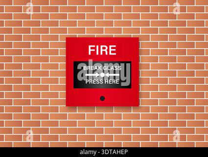 Emergency Fire Alarm on Wall. Vector Illustration. Stock Vector