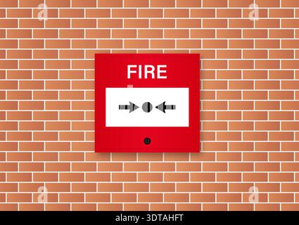Emergency Fire Alarm on Wall. Vector Illustration. Stock Vector