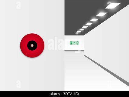 Emergency Fire Alarm on Wall. Vector Illustration. Stock Vector