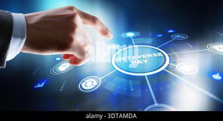 Futuristic metaverse payment system with digital currency and virtual transaction technology. Stock Photo