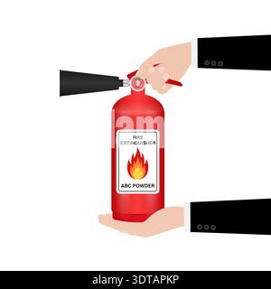 Hand using Fire Extinguisher. Vector Illustration. Stock Vector