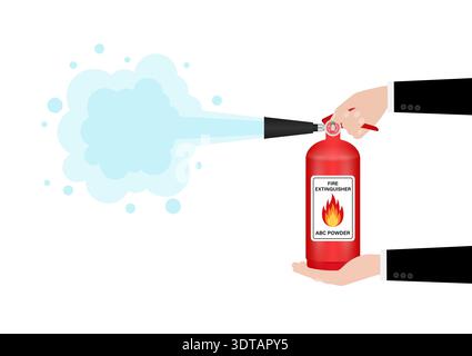 Hand using Fire Extinguisher. Vector Illustration. Stock Vector