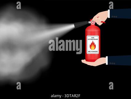 Hand using Fire Extinguisher. Vector Illustration. Stock Vector