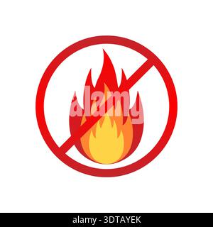 No Fire Flame Icon. Fire Flame Icon. Vector Illustration Isolated on White Background. Stock Vector