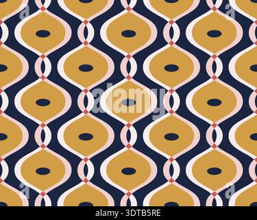 Retro vibes of wavy ogee pattern, abstract seamless vector background, perfect for wallpapers, fabric Stock Vector