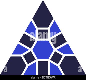 Two colors triangular icon for logo with geometric mosaic inside Stock Vector