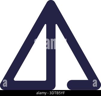Triangle icon for abstract logo with half of the triangles and the other half with an open side with rounded corners Stock Vector
