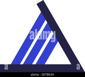 Triangular icon for logo forming an acute angle with three diagonal and parallel stripes Stock Vector