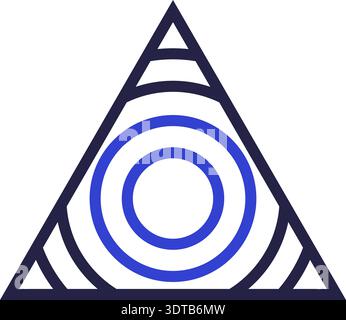 Two colors triangular icon for logo with concentric circles inside Stock Vector