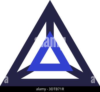Two colors triangular icon for logo with other triangle inside Stock Vector