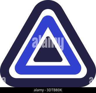 Two colors triangular icon logo with two triangles inside and rounded corners Stock Vector