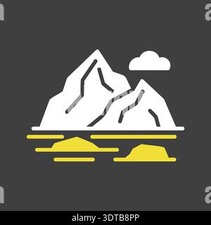 Mountain rocky islands in the ocean or sea vector icon on dark background. Nature sign. Graph symbol for travel and tourism web site and apps design, Stock Vector
