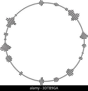 Vector circular sound wave pattern. Radial audio waveform illustration. Round equalizer with peaks. Stock Vector