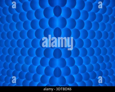 a textured wall featuring a repetitive pattern of evenly spaced, semi-circular, three-dimensional bumps. The bumps are uniformly blue with a slight gr Stock Photo