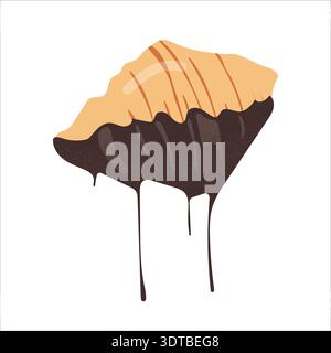 Sweet French croissant dipped in melting dark chocolate vector Stock Vector