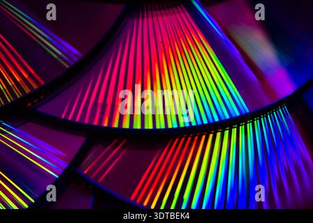 Abstract photography with intentional movement of the camera, Reflection of the surface of a DVD disc with artistic lighting Stock Photo