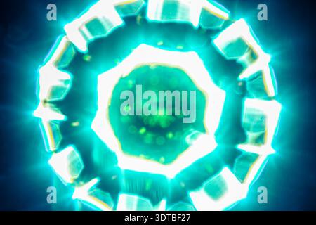 This is a image has a futuristic, almost holographic appearance, with light flares and a sense of depth. Stock Photo