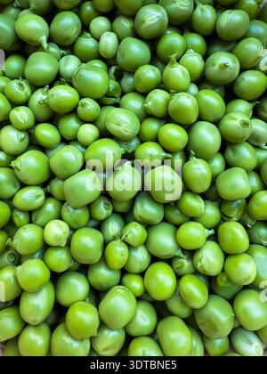 Green peas background showcasing fresh organic vegetables Stock Photo