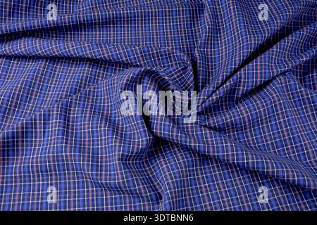 Woven cotton fabric with plaid pattern.abstract colorful seamless geometric texture background. Stock Photo