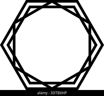 Polygonal figure bordered with a thick outline featuring multiple smaller polygonal shapes inside. Stock Vector