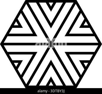 Polygon constructed through arrangement of multiple connected triangles creating the external and internal form. Stock Vector