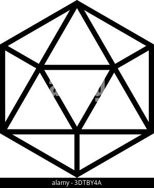 Polygon formed with a thick outline incorporating two internal triangles in mirrored or opposing positions. Stock Vector