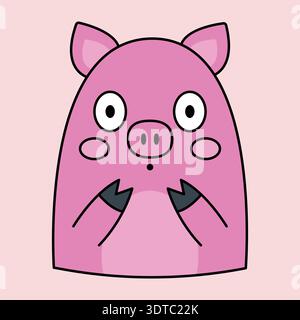 Scared pig. Cartoon doodle graffiti character. Vector illustration isolated on a white background. Stock Vector