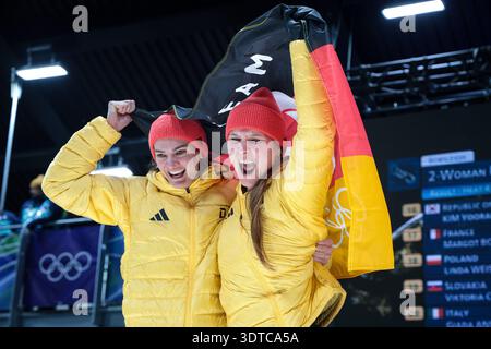 CORTINA, ITALY - FEBRUARY 21: Lisa Buckwitz (Germany) cheers during the