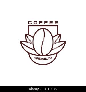 Coffee bean icon, premium coffee package label Stock Vector