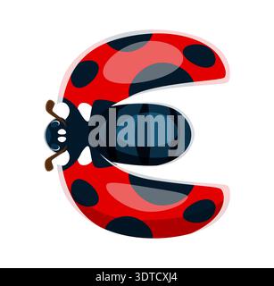 Ladybug font, ladybird letter typeface Stock Vector