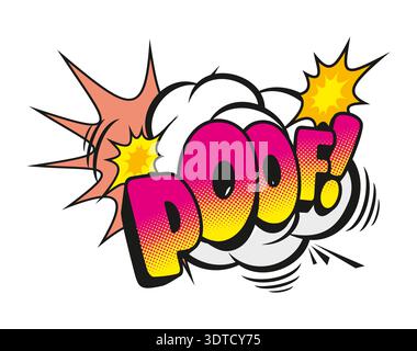 Poof comic sound effect speech bubble sticker Stock Vector