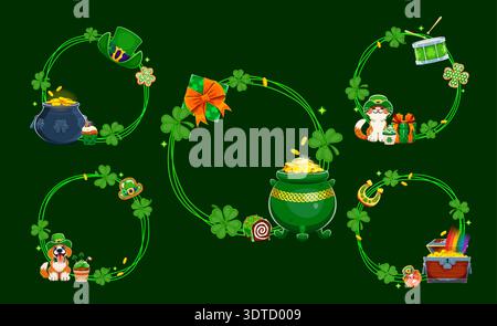 Happy St Patrick's day holiday festive frames set Stock Vector