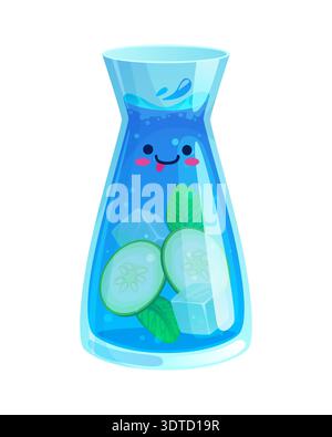 Cartoon water vector drink character with cucumber Stock Vector