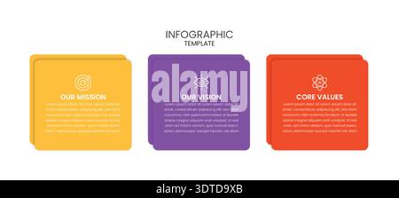 Modern Business Information Flow Infographic With Icons and Text Boxes Stock Vector
