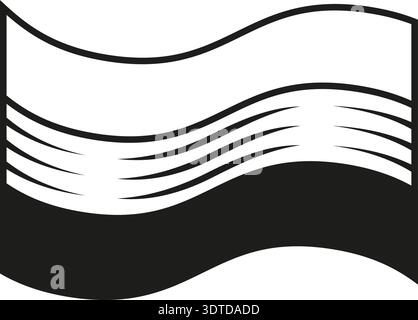 waving black ribbon flag , clean illustration conveying ceremonial signal and emblematic Stock Vector