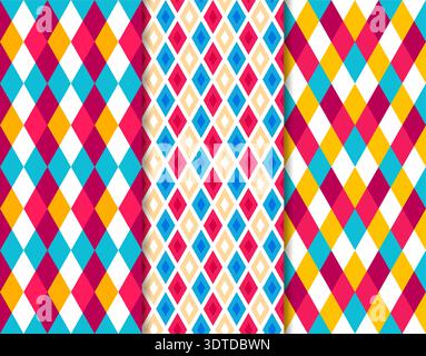 Circus lozenge diamond harlequin patterns Stock Vector